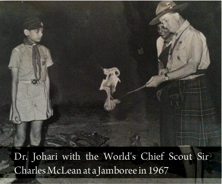 Dr. Johari with the World's Chief Scout Sir Charles McLean at a Jamboree in 1967